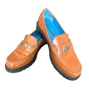 Free People Liv Leather Penny Lug Loafer Bronzer Color 38 7.5